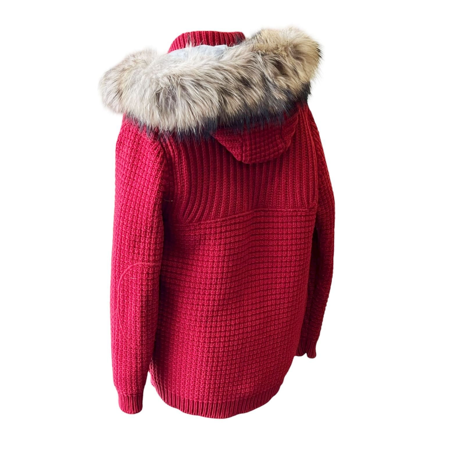 中古○BARK/バーク○ ダッフルコート ニット 肉厚 レッド カーディガン