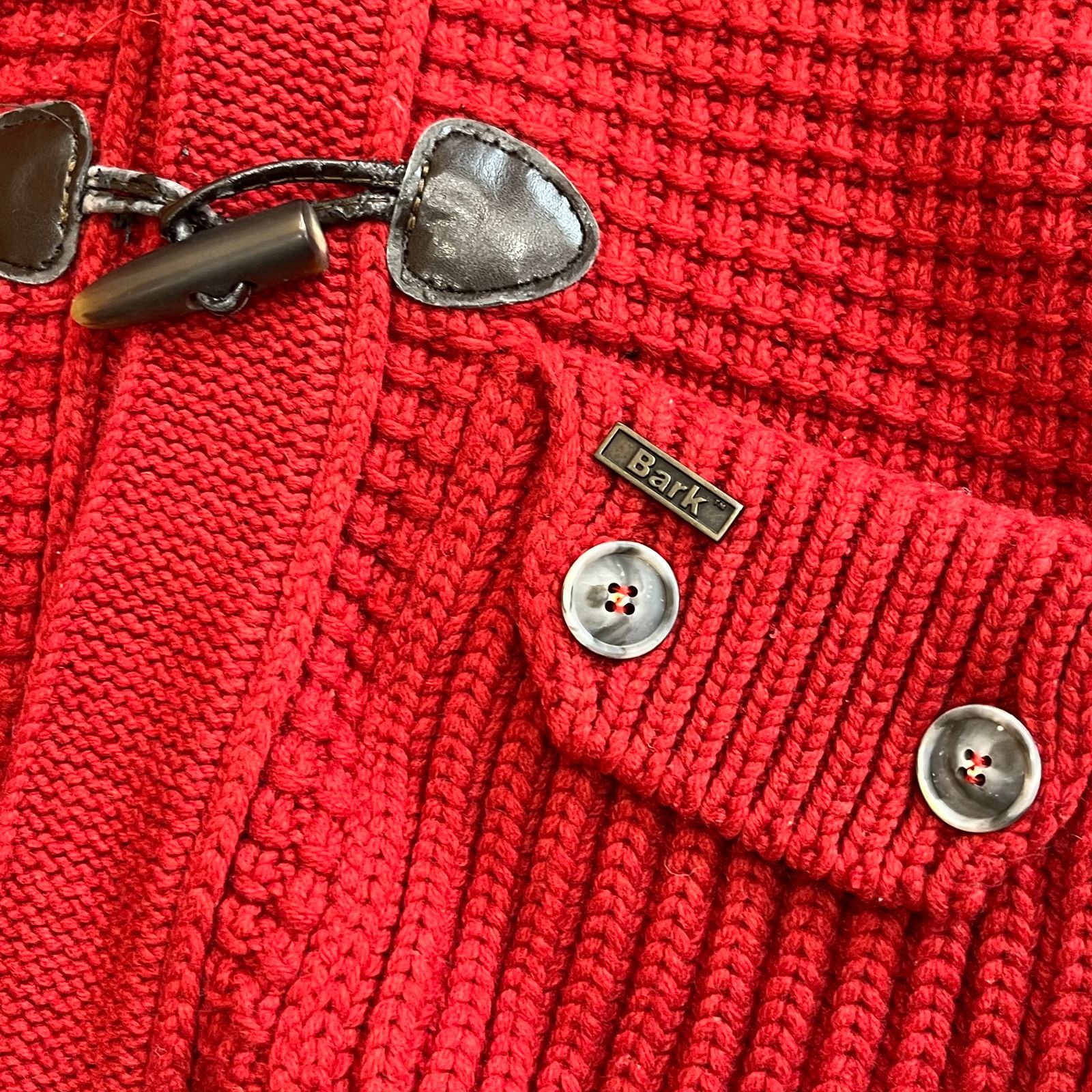 中古○BARK/バーク○ ダッフルコート ニット 肉厚 レッド カーディガン
