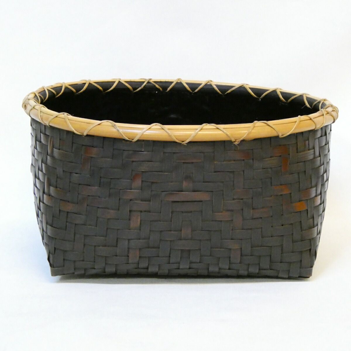 十一月の特売品】平安東山麓 竹篭師 東竹園斎作 利休好 油竹炭斗 炉用