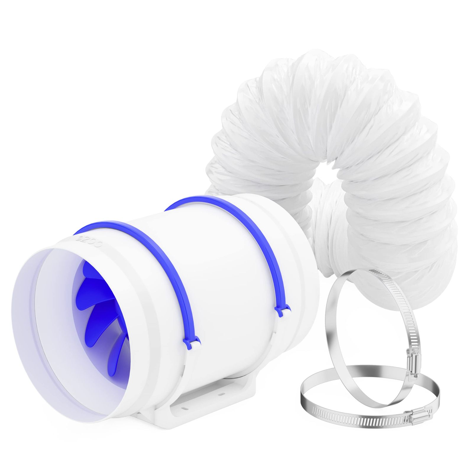 在庫処理 Hon-Guan ダクトファン セット 200 mm インボ ダクトホース付 ホースバンド付き 強力 ダクト用換気扇 塗装ブース用 中間取付 産業用排風機 GF-200 P