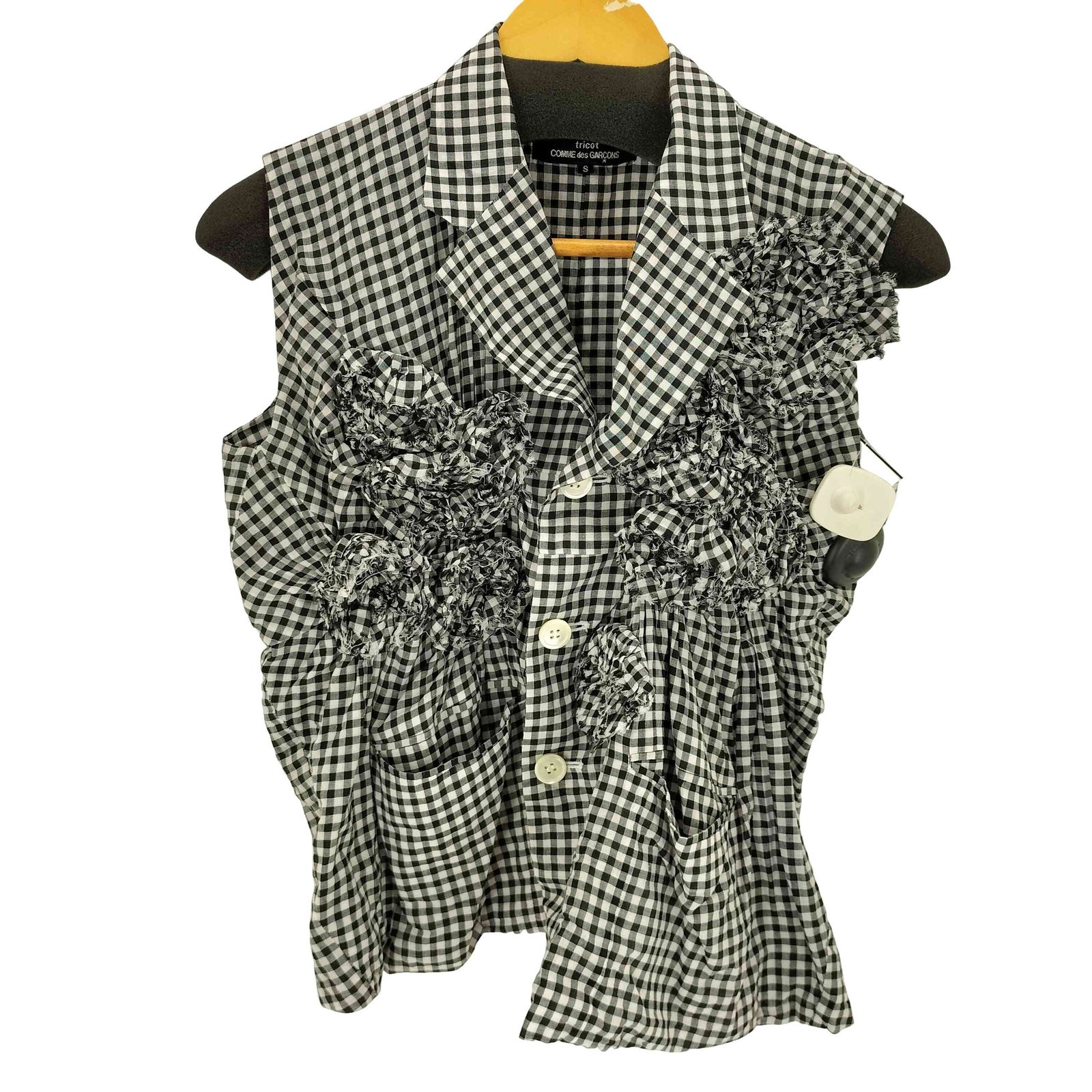トリココムデギャルソン tricot COMME des GARCONS AD2000 ノースリーブギンガムチェックブラウス レディース JPN S