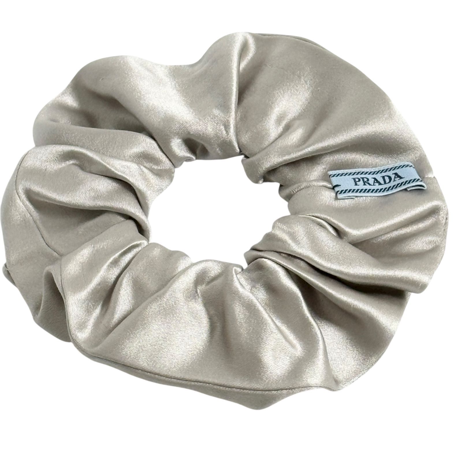 プラダ レディース シュシュ ヘアゴム ヘアバンド シルバーグレー色