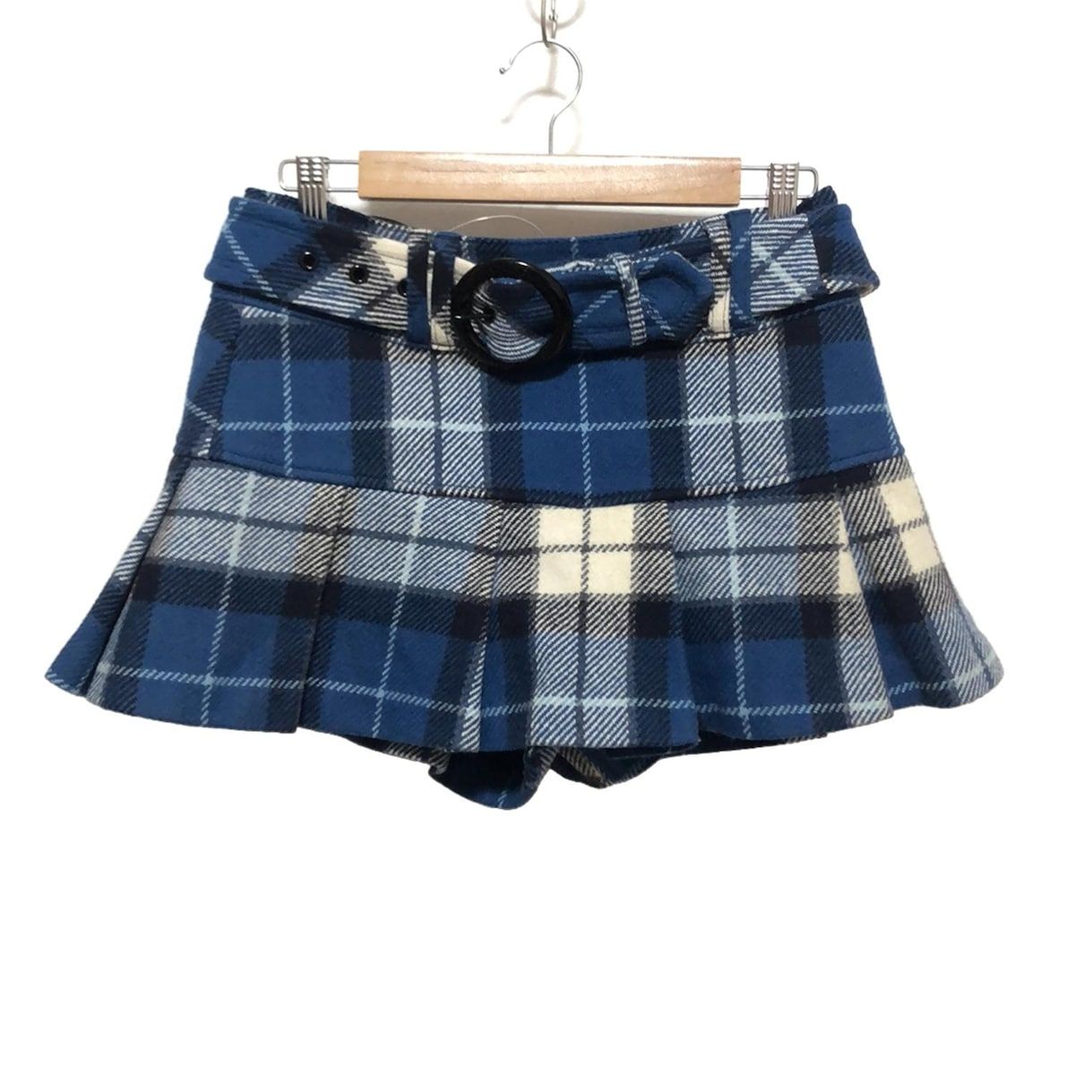 Burberry Blue Label バーバリーブルーレーベル ショートパンツ サイズ38 M レディース - ブルー×アイボリー×黒 チェック柄