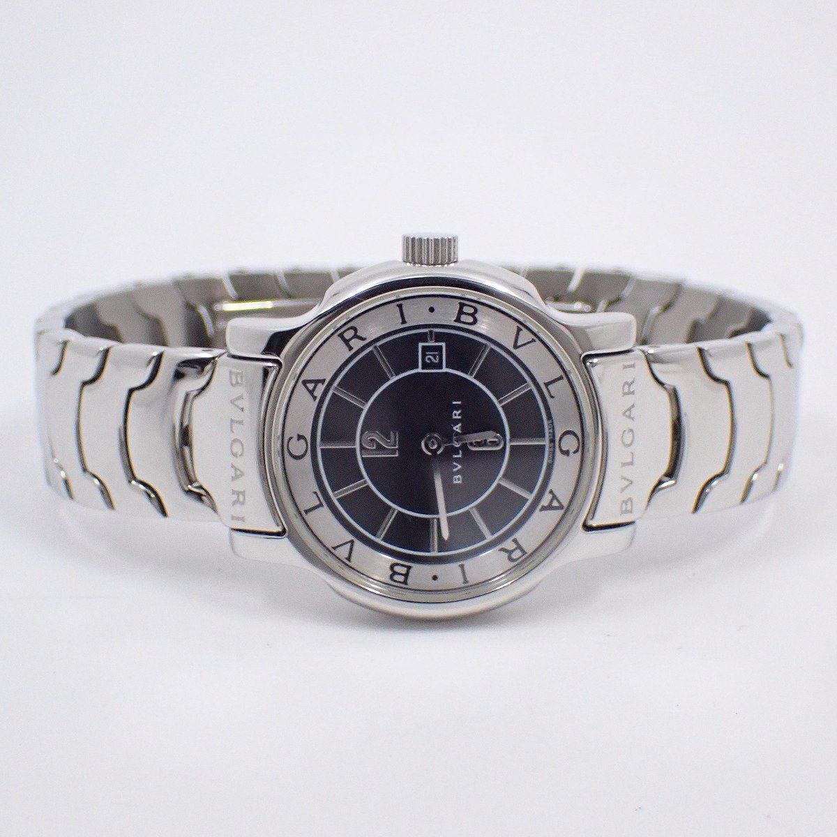 ブルガリ ソロテンポ クォーツ レディース 腕時計 黒文字盤 SSベルト ST 29 S