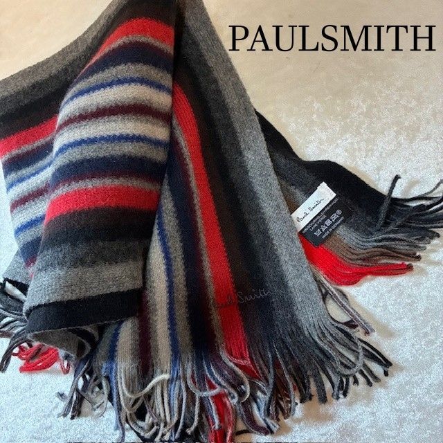 ポールスミス PAULSMITH ウール100 マルチ ストライプ マフラー