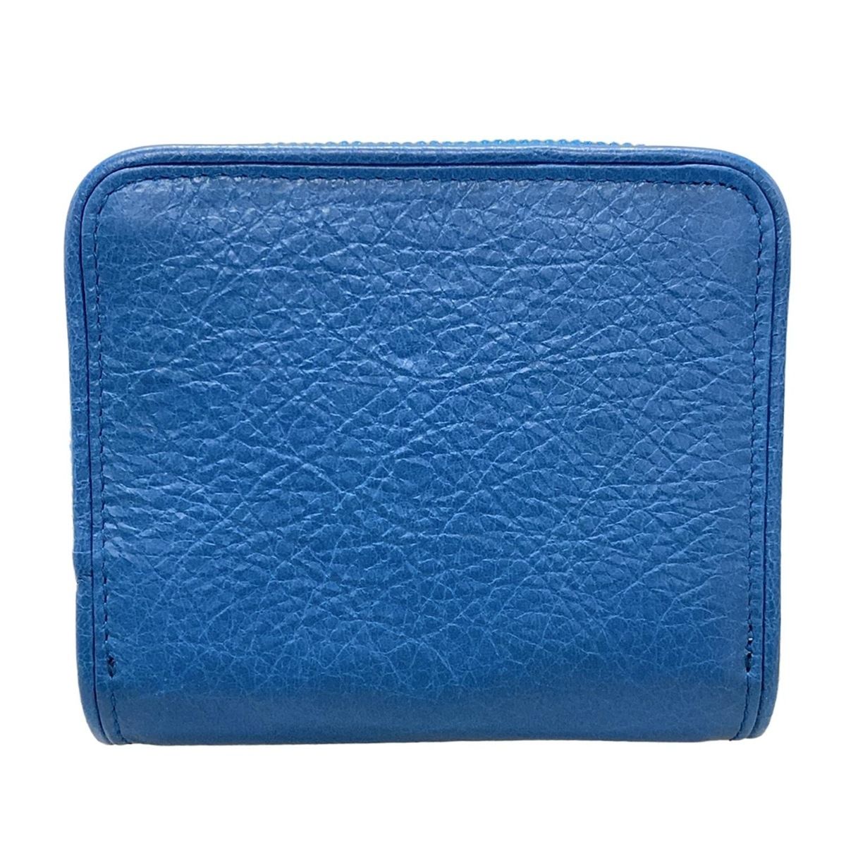 バレンシアガ 2つ折り財布 ブランケット ビルフォールド 466877 ブルー ジップアラウンド レザー