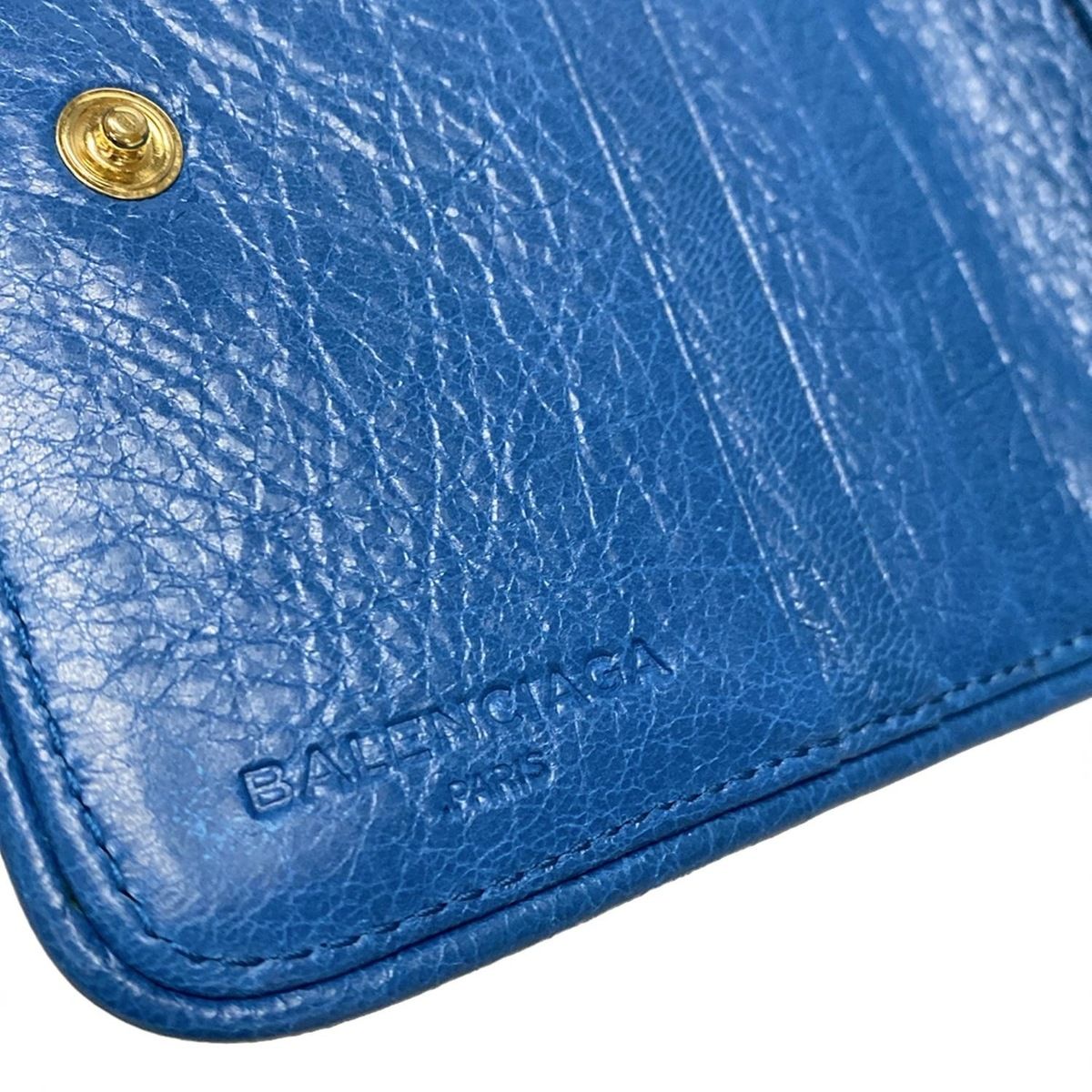  バレンシアガ 2つ折り財布 ブランケット ビルフォールド 466877 ブルー ジップアラウンド レザー 二つ折り財布 折り財布