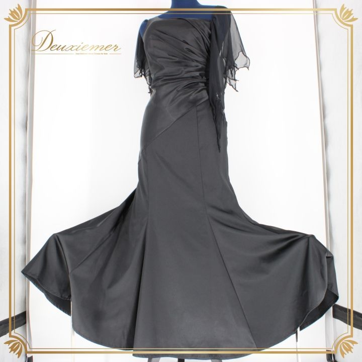 社交ダンス 衣装 ドレス ワンピース パーティ衣装 女性用 レディース オールシーズン Scarlet スカーレット 黒 ブラック系 無地 シンプル アシンメトリーデザイン おしゃれ 高品質 モノトーン 結婚式 二次会 発表会 フォーマル