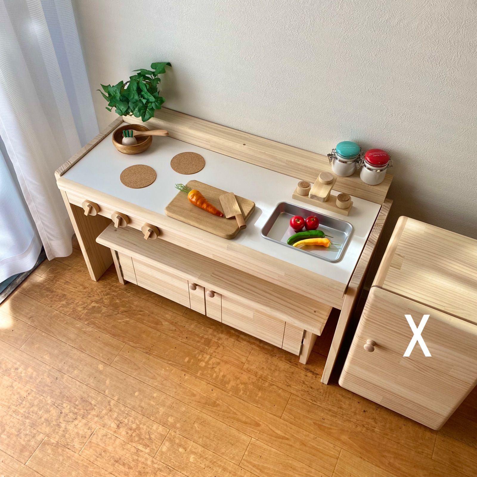 【日本製】木製ままごとキッチンデスク/キッズテーブル　pap&mam Amazon | ままごとキッチン＆デスク【A800】pap&mam | セット | おもちゃ