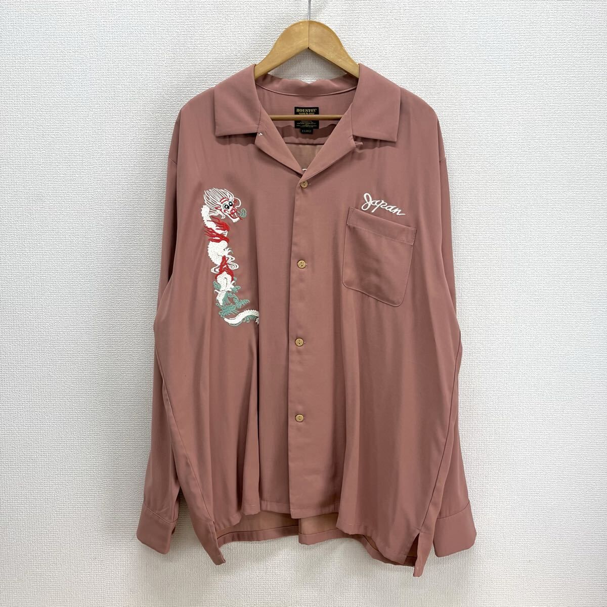 HOUSTON ヒューストン 41153 スーベニア長袖シャツ MAIKO ポリレーヨン混 刺繍 XL