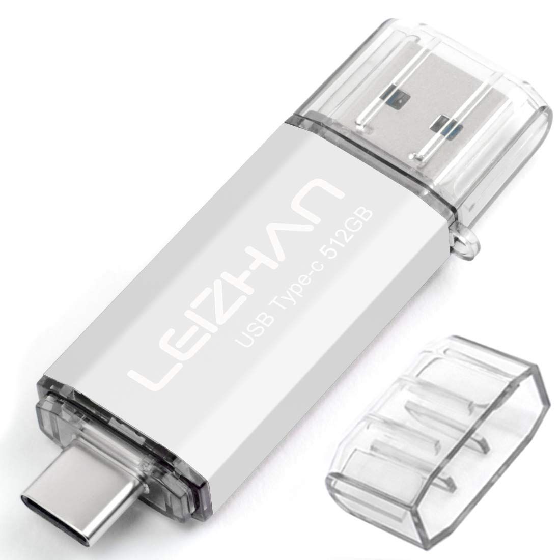 512 GB TYPE C USBメモリー フラッシュドライブ LEIZHAN USB 3 0対応 高速転送OTG スマホ PC用 容量不足解消 マイクロペンドライブ 大容量Uスティック シルバー
