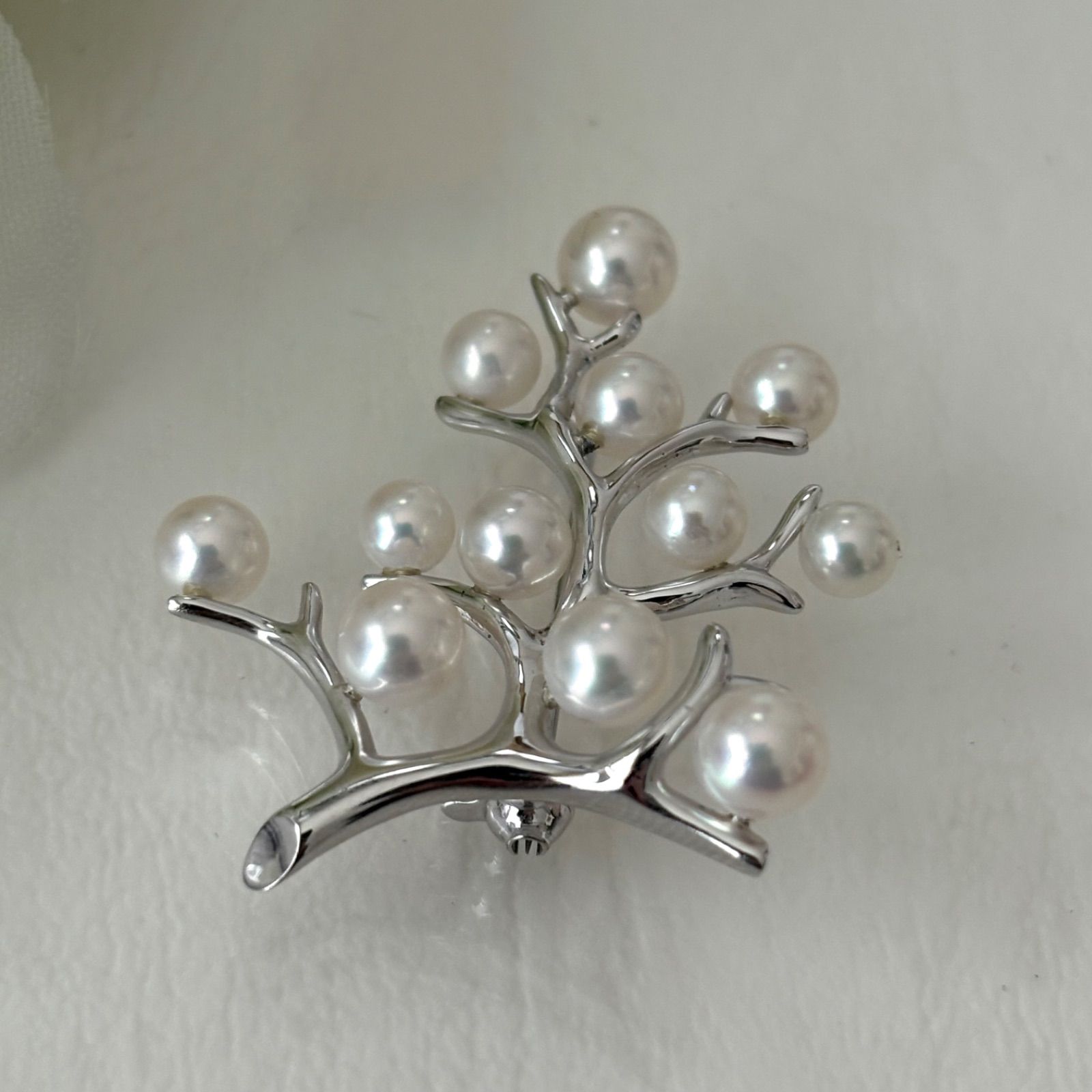 050【ミキモト】シルバー 幸福の木 ブローチ パール - メルカリ