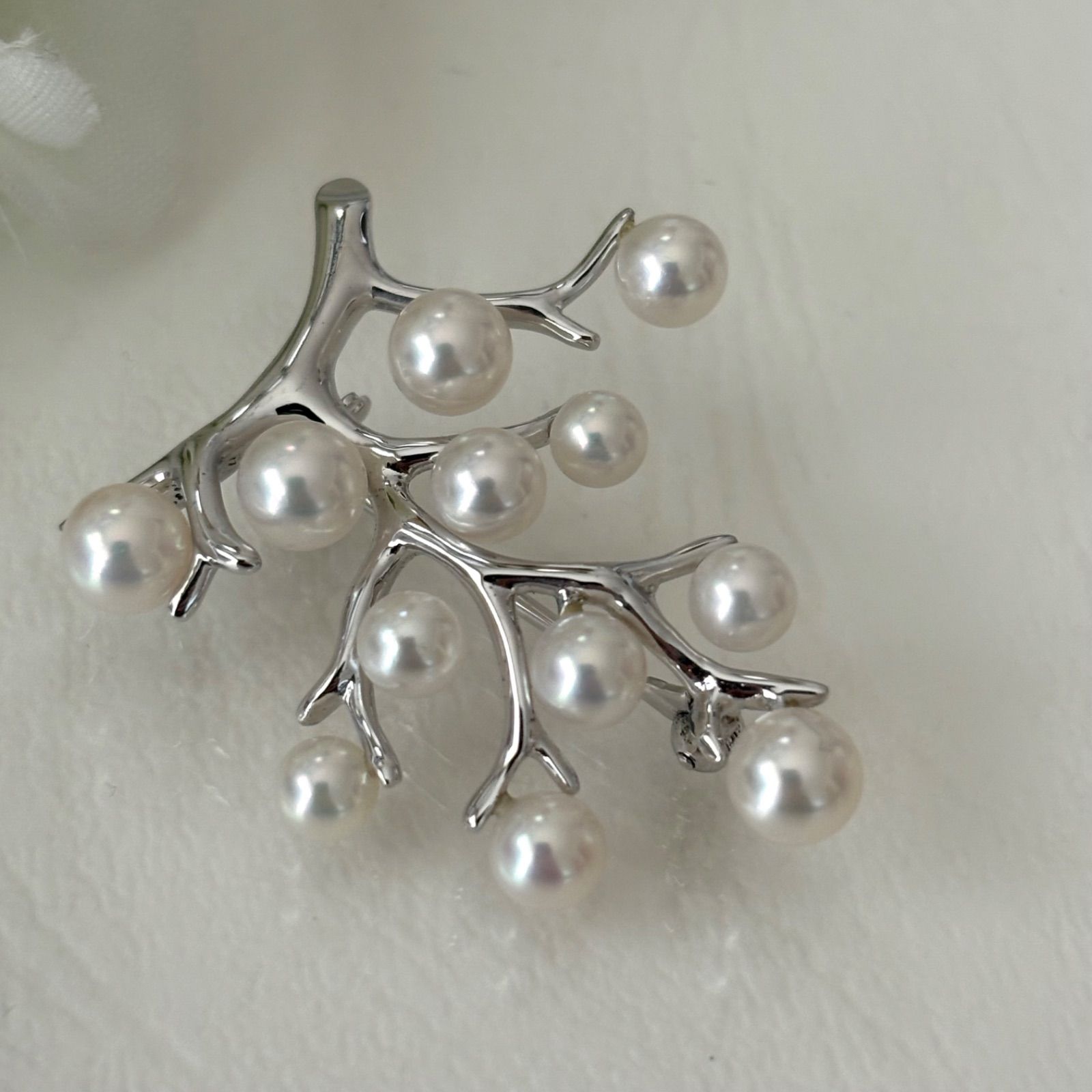 ミキモト 幸福の木 シルバー ブローチ 箱付き 極美品】ミキモト 幸福の木 ラージサイズ シルバー ブローチ 巾着 箱