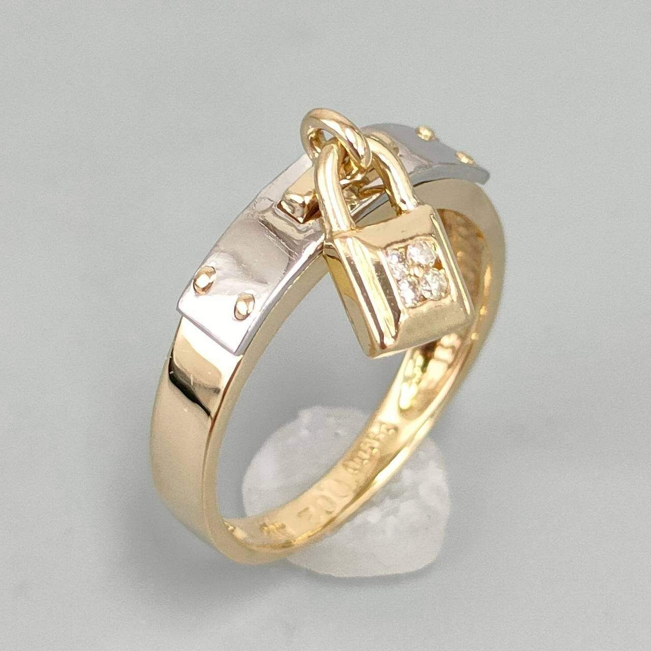 18金 K 18×Pt 900 南京錠デザイン リング 2.14ｇ 3号 D 408