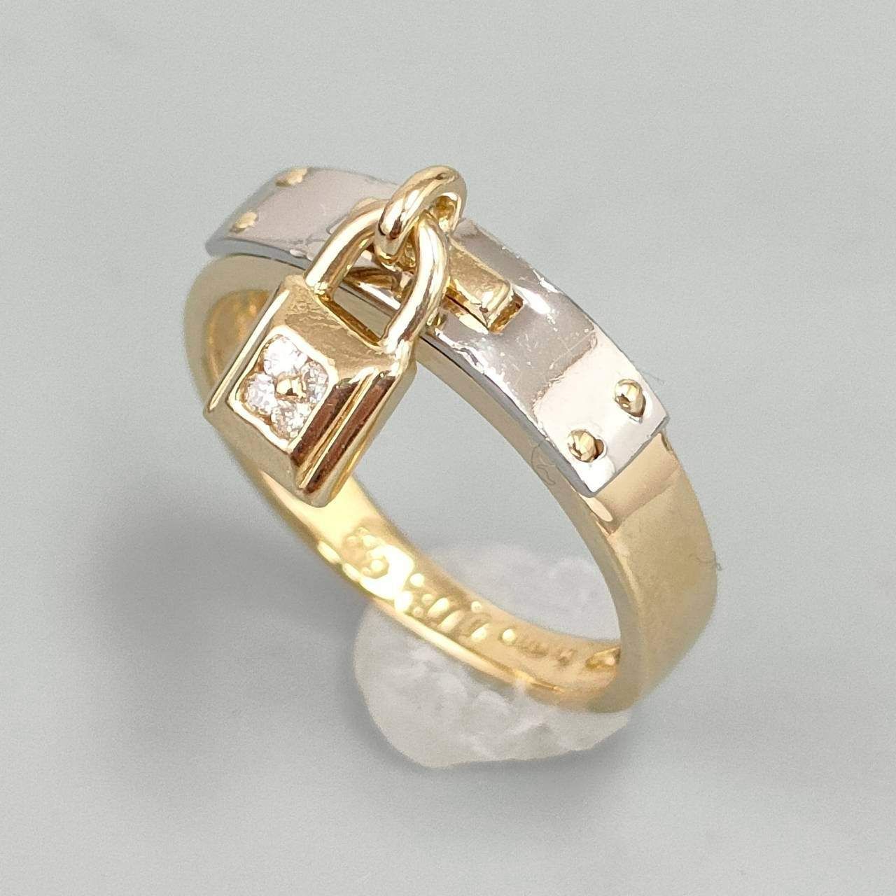 18金 K 18×Pt 900 南京錠デザイン リング 2.14ｇ 3号 D 408