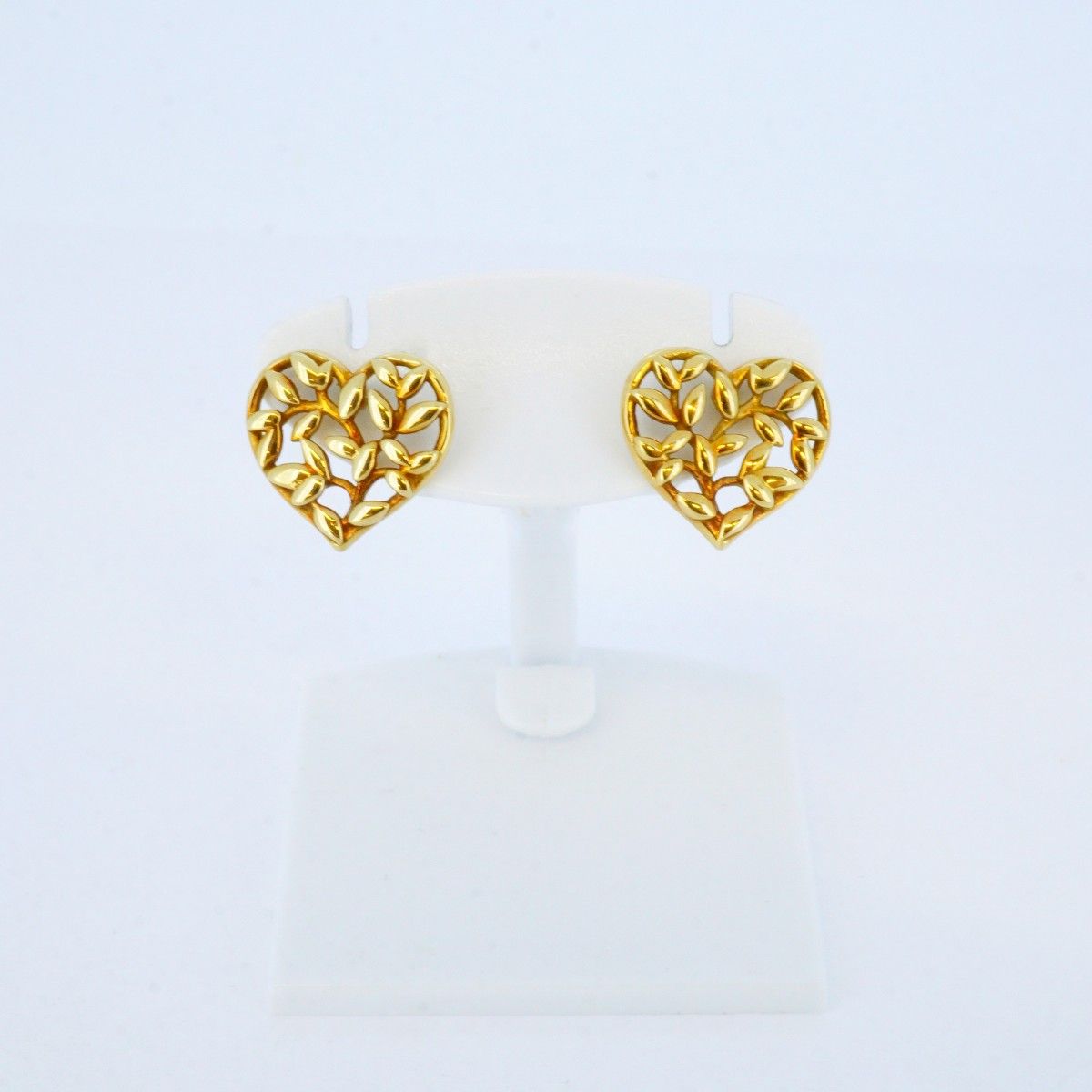 5jmb0747】ティファニー ピアス オリーブリーフ ハートモチーフ K18YG