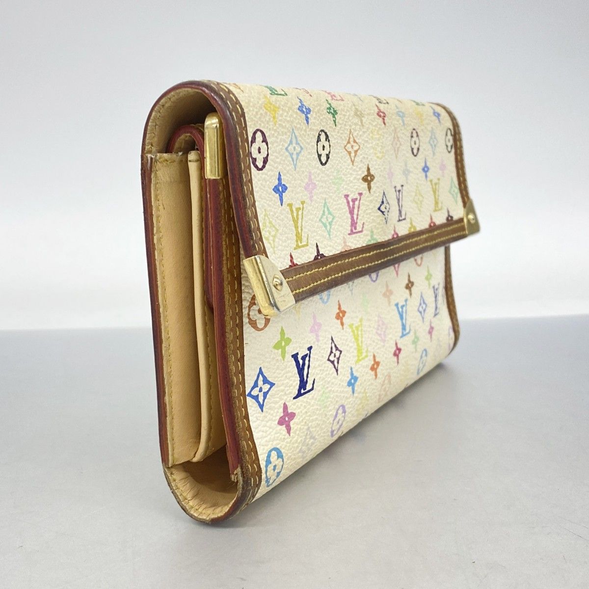 5 ob 0421 ルイヴィトン 三つ折り長財布 モノグラム マルチ ポルトトレゾールインターナショナル M 92659 ブロン レディース