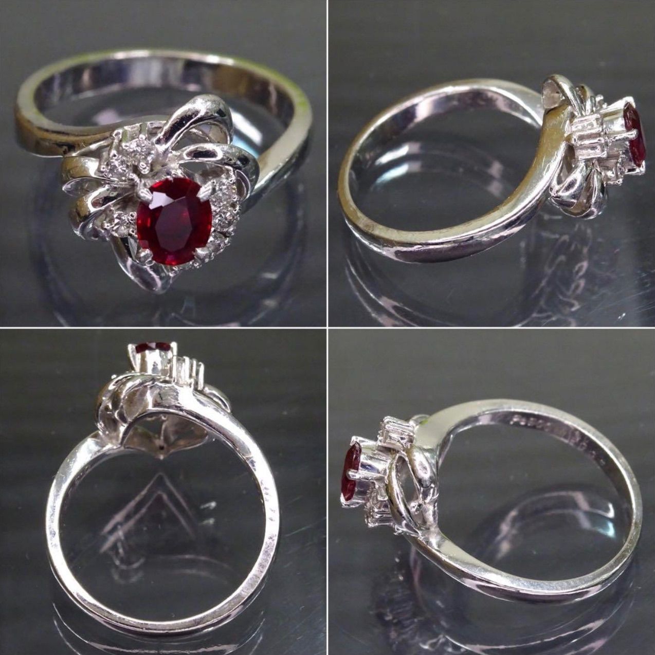 プラチナ pt900 天然ルビー0.34ct 天然ダイヤモンド0.09ct