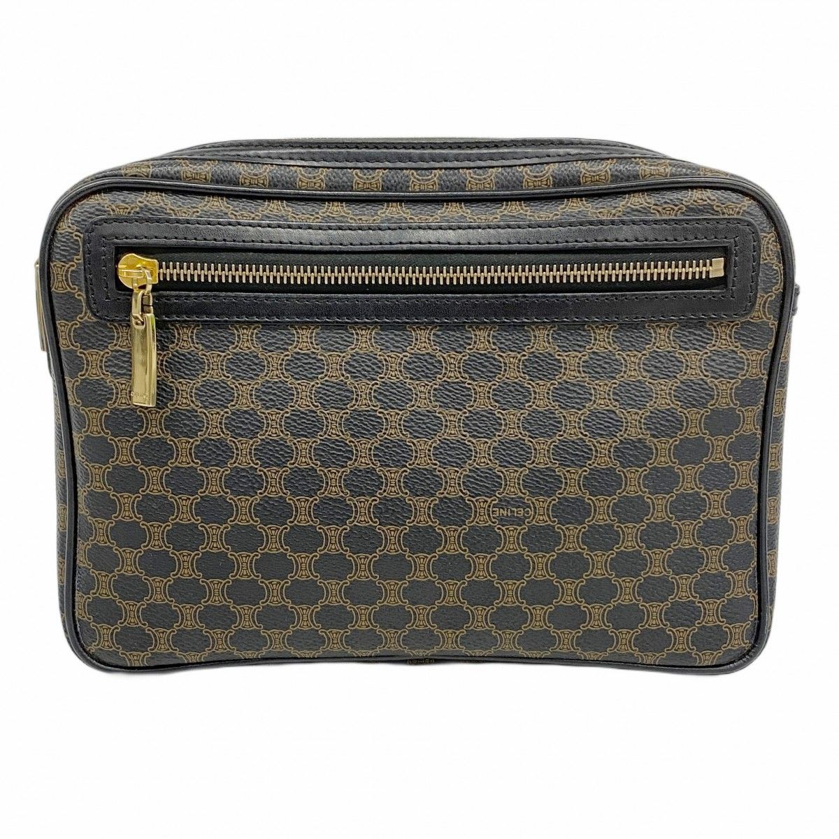 5ob0799 セリーヌ クラッチバッグ マカダム PVC ブラック ゴールド金具 メンズ