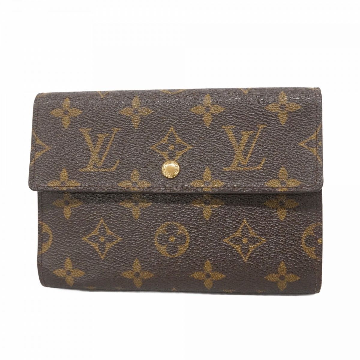 5ob0546 ルイヴィトン 三つ折り財布 モノグラム ポルトトレゾールエテュイパピエ M61202 ブラウン メンズ レディース ユニセックス