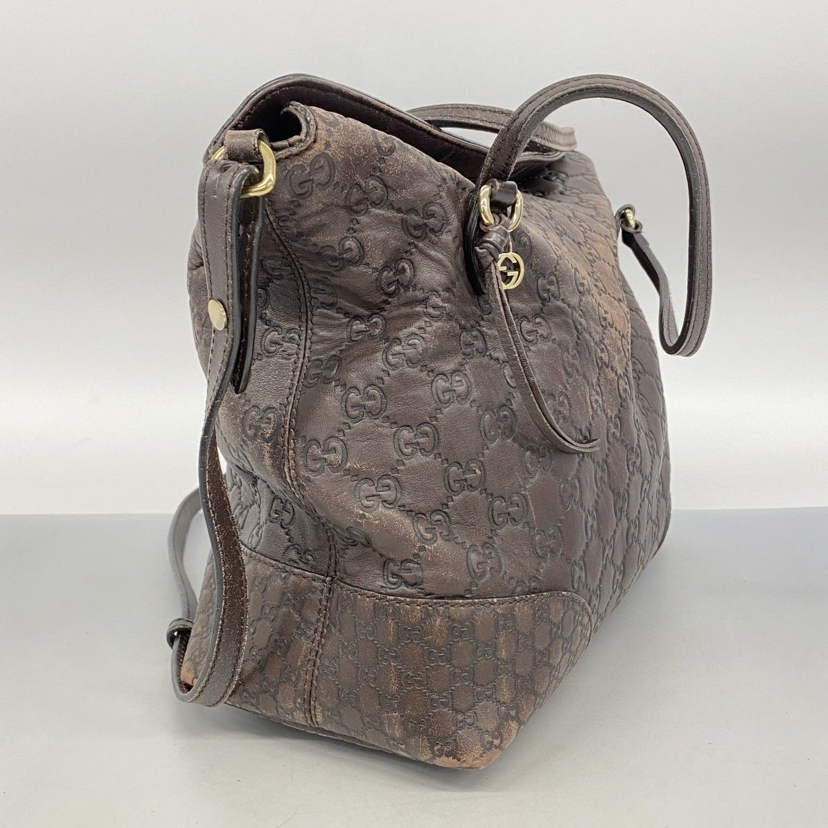 5ob0571 グッチ ハンドバッグ グッチシマ ブリー 353120 レザー ダークブラウン シャンパンゴールド金具 2wayバッグ レディース