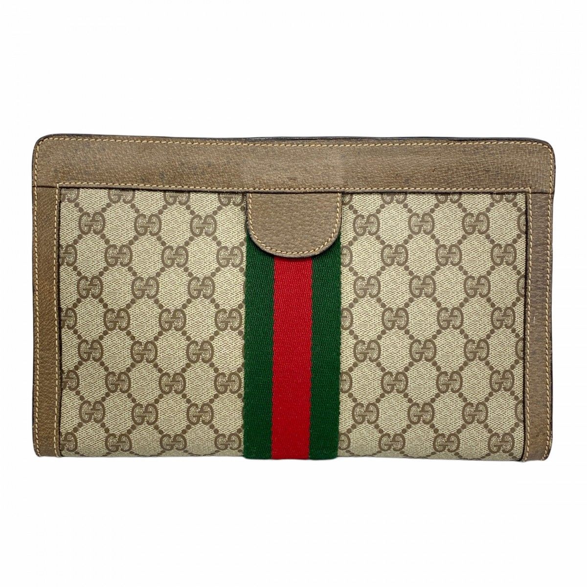 5ob0573 グッチ クラッチバッグ GGスプリーム シェリーライン 89 01 002 PVC ベージュ ブラウン メンズ レディース ユニセックス