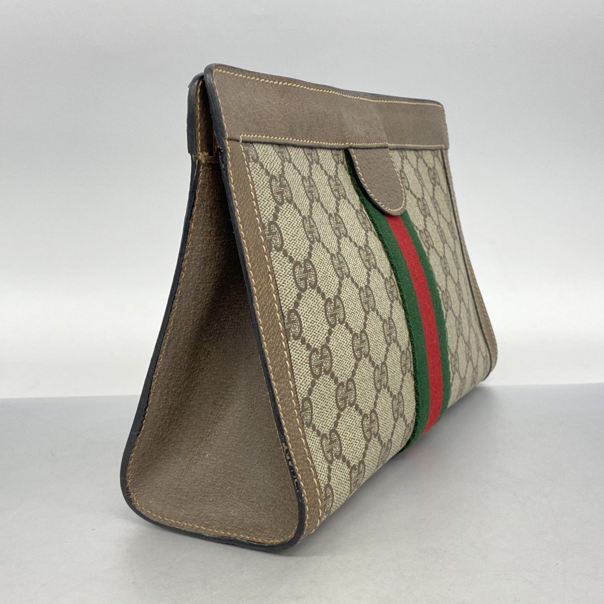 5ob0573 グッチ クラッチバッグ GGスプリーム シェリーライン 89 01 002 PVC ベージュ ブラウン メンズ レディース ユニセックス