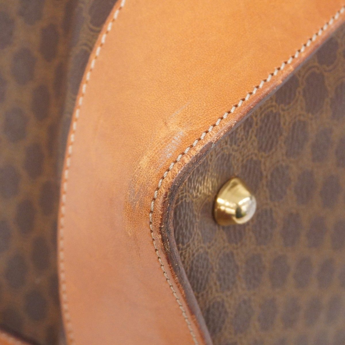  5 ob 0593 セリーヌ ボストンバッグ マカダム PVC ブラウン ゴールド金具 レディース ボストンバッグ 旅行用バッグ バッグ