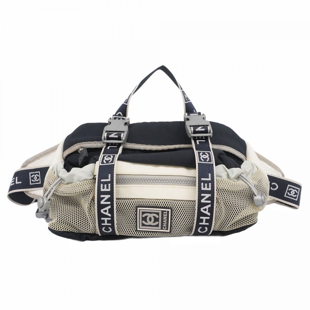 5ob0610-h シャネル ウエストバッグ スポーツ ナイロン マルチ シルバー金具 メンズ レディース ユニセックス