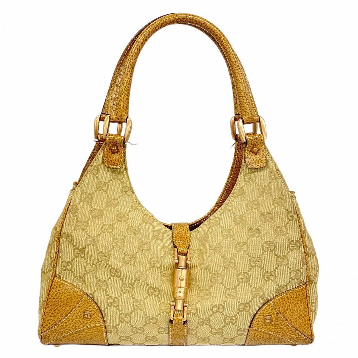 5ob0649 グッチ ハンドバッグ ニュージャッキー 124407 キャンバス ベージュ ピンクゴールド金具 レディース