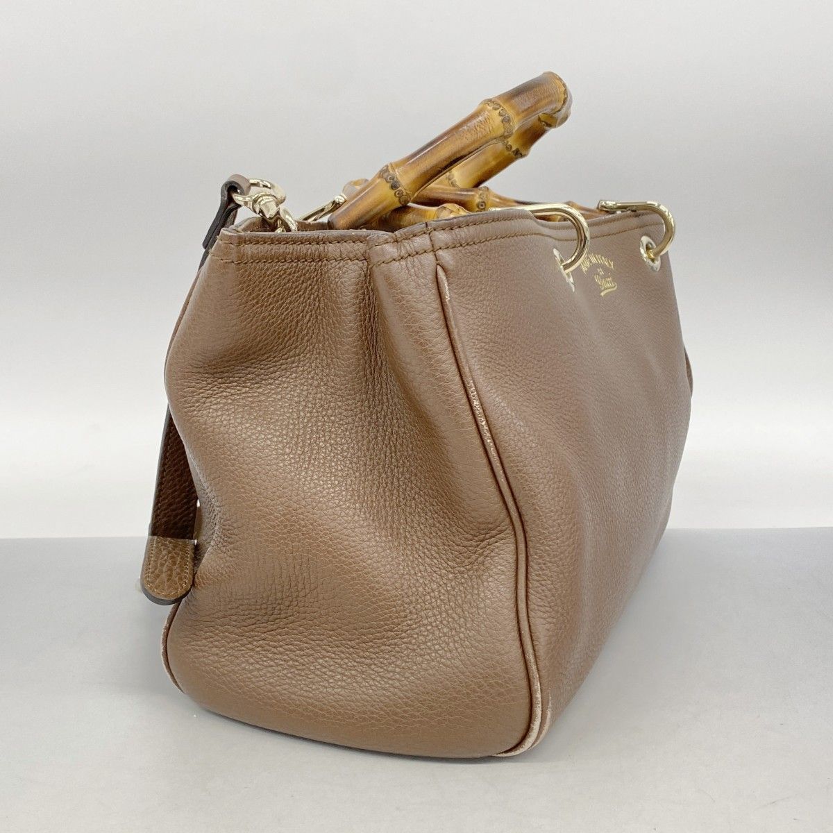 5ob0684 グッチ ハンドバッグ バンブー 323660 レザー ブラウン シャンパンゴールド金具 2wayバッグ レディース