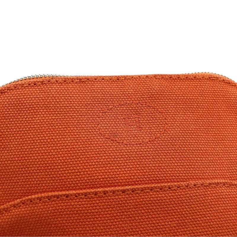 送料無料！ エルメス HERMES ボリードポーチ16 オレンジ シルバー金具 トワル レディース ポーチ