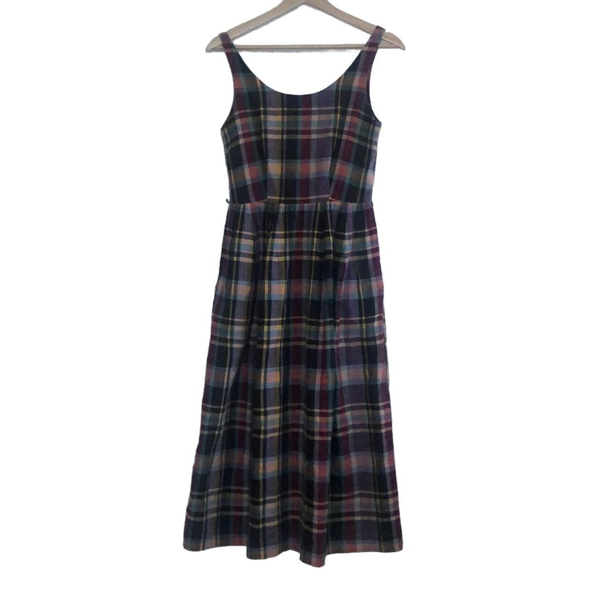 RalphLauren ラルフローレン ワンピース サイズ7 S レディース - 黒×ライトパープル×マルチ ノースリーブ ロング チェック柄