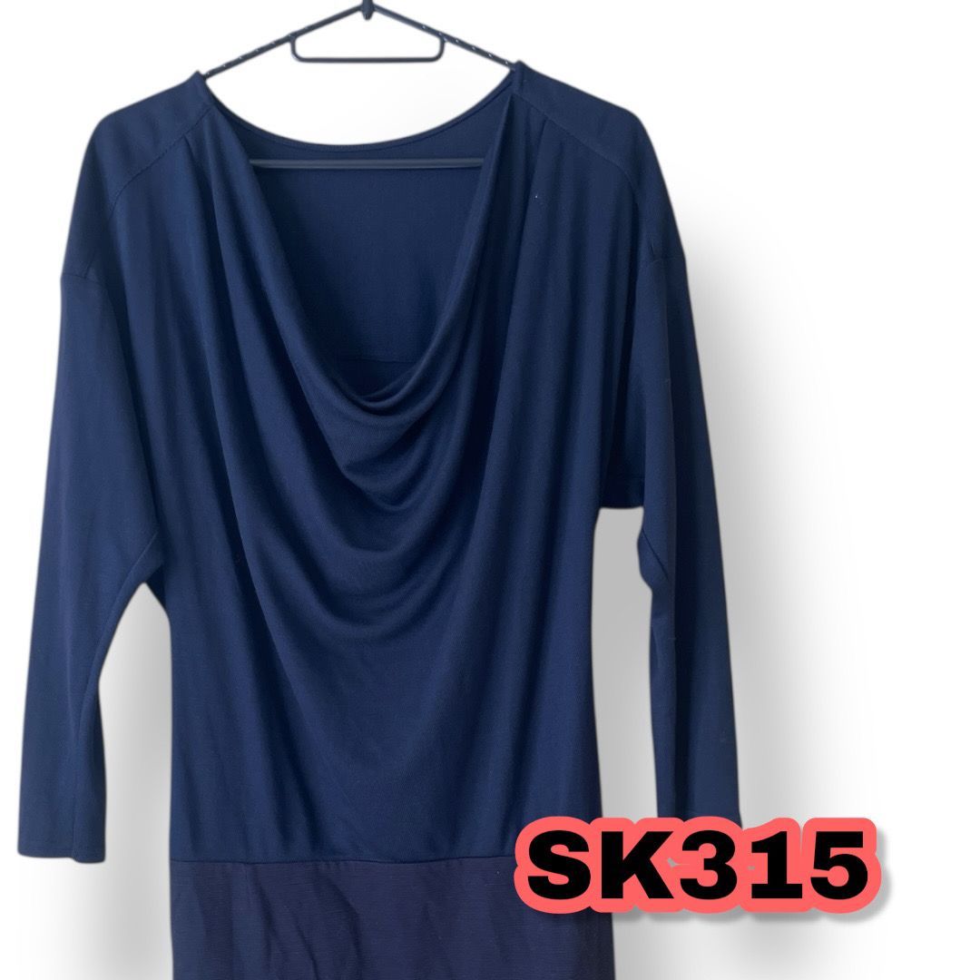 LAUTREAMONT ロート モン ドレープネック ワンピース ダークネイビー色 38サイズ レディースワンピース 管理SK315