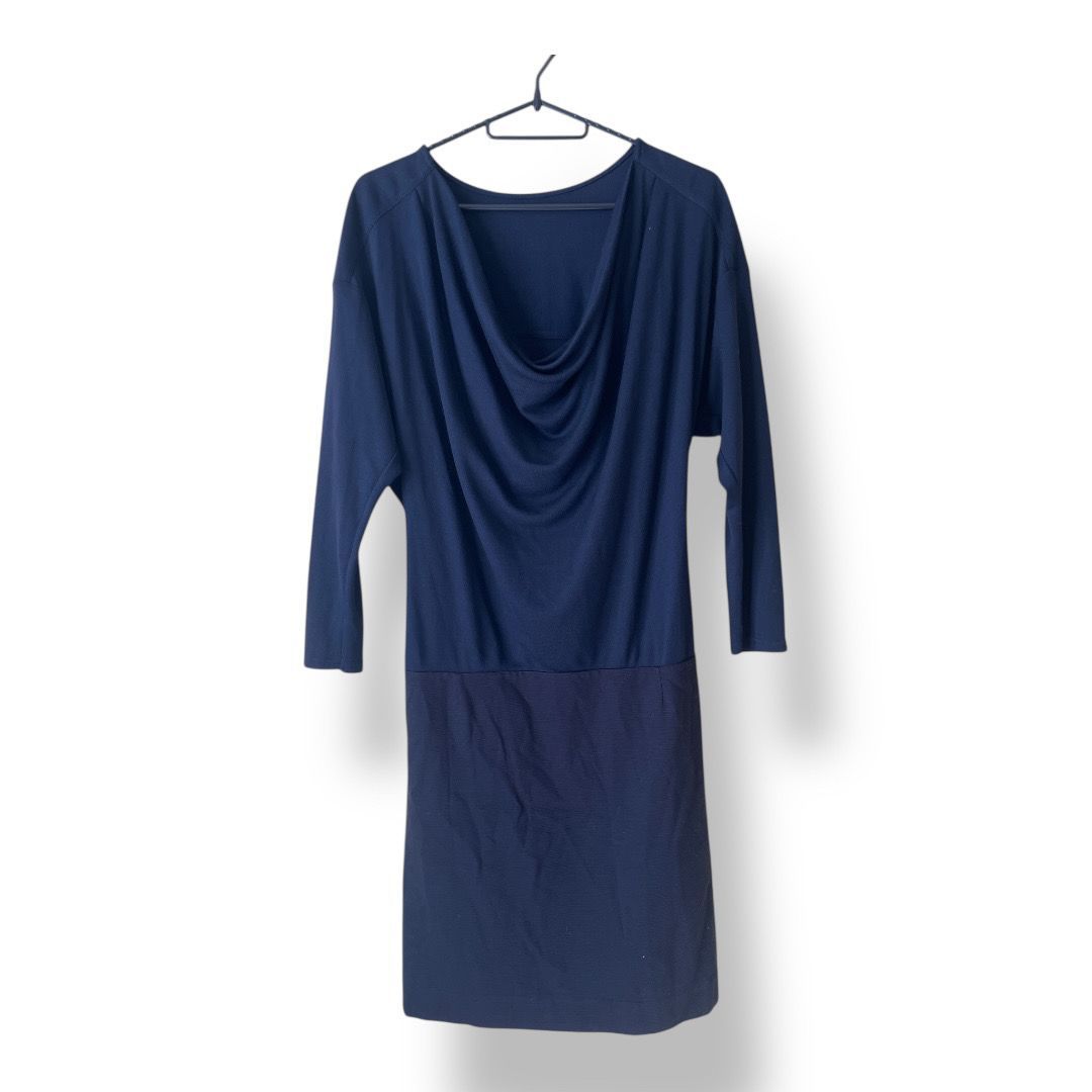 ロート モン ドレープネック ワンピース ダークネイビー色 レディースワンピース 管理SK 315