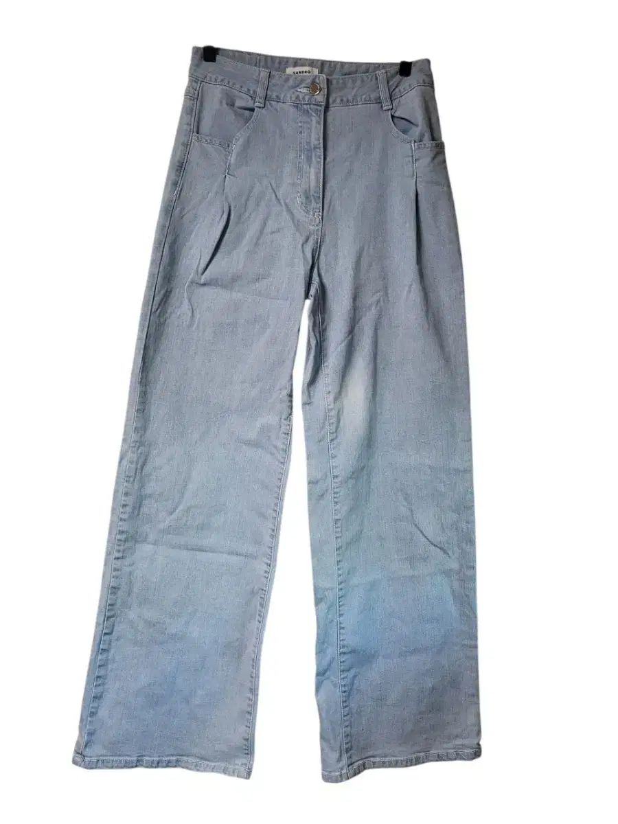 サンドロ ライトブルー ワイド デニム パンツ