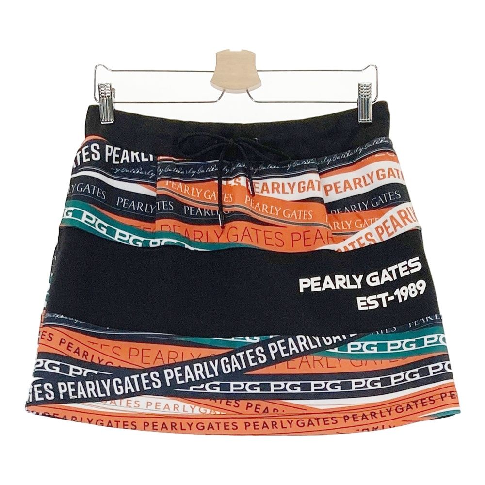 サイズ 2 PEARLY GATES パーリーゲイツ モデル ストレッチ スカート ロゴ総柄 ブラック系 240101531149 ゴルフウェア レディース ストスト