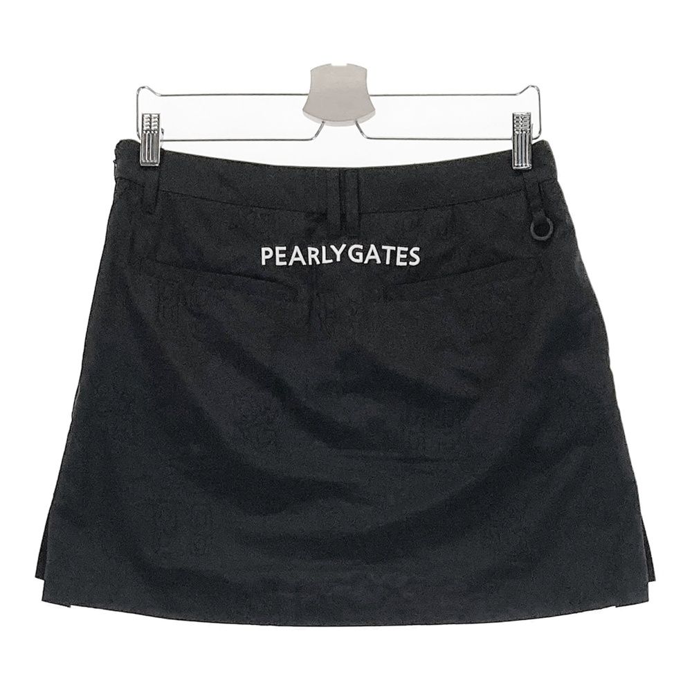 サイズ 2 PEARLY GATES パーリーゲイツ モデル ロゴ刺繍入りスカート ロゴ柄 ブラック系 ゴルフウェア レディース ストスト
