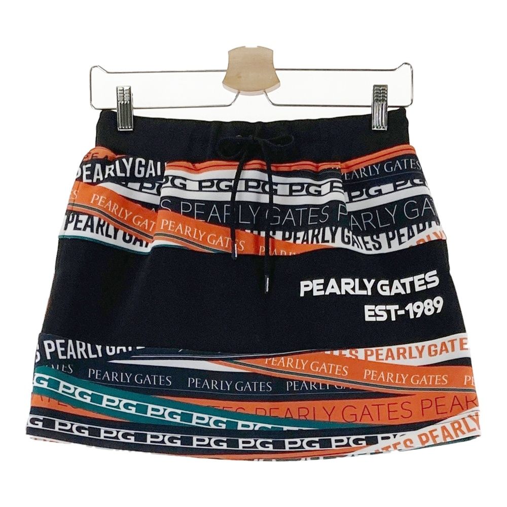 サイズ 0 PEARLY GATES パーリーゲイツ モデル ストレッチスカート ロゴ総柄 ブラック系 240101555389 ゴルフウェア レディース ストスト