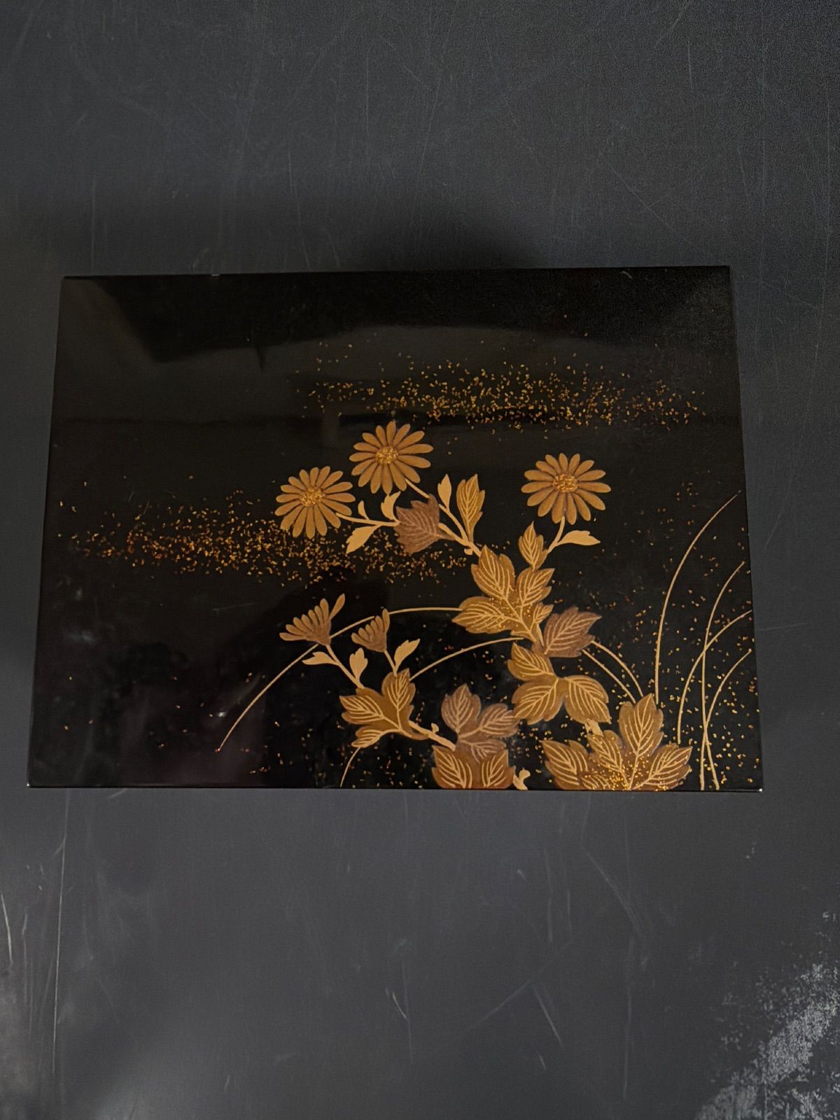 金蒔絵花文字長方箱 小箱