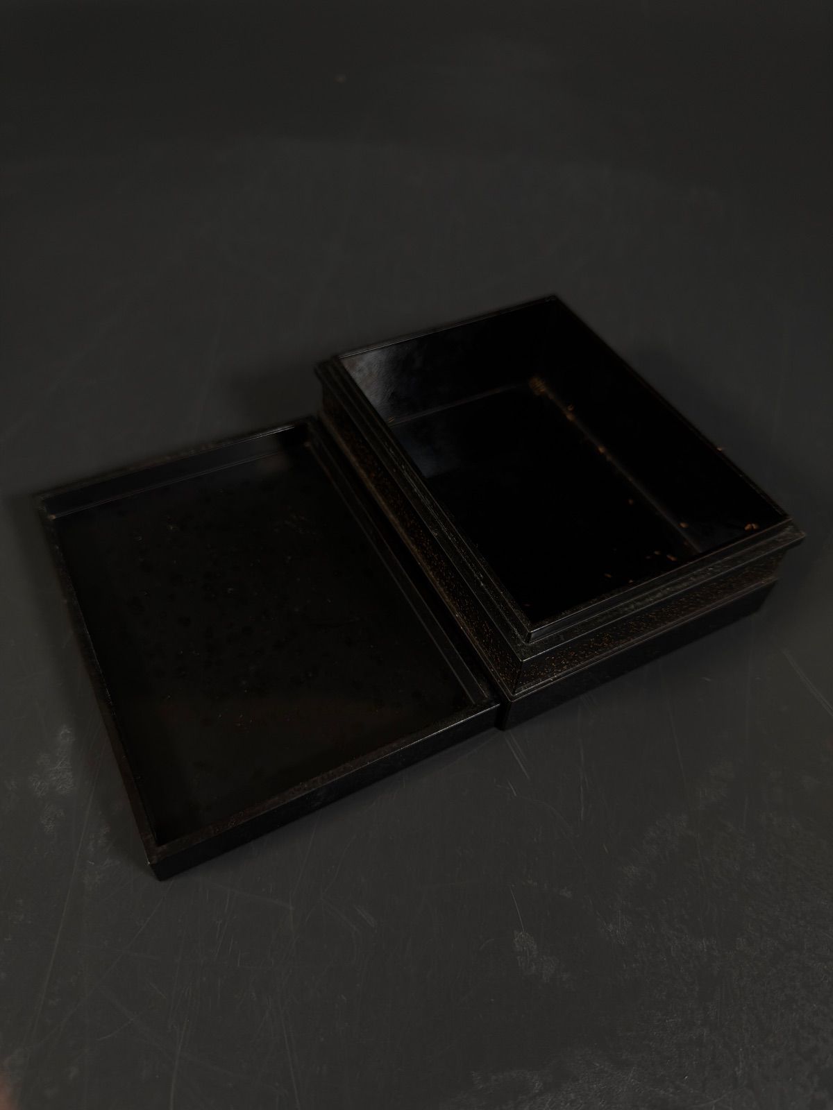  明治時代 時代蒔絵 金蒔絵花文字長方箱 小箱 卓上時計 置物 インテリア小物