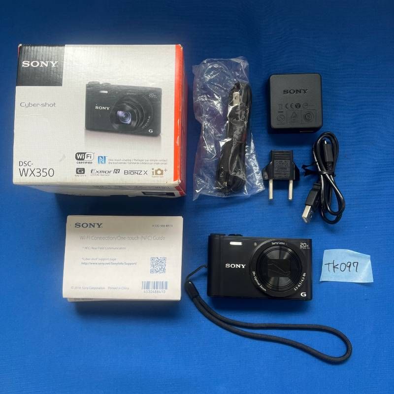 ◇TK097 [Complete] SONY Digital Still Camera Cyber-shot DSC-WX350 Black Sony Digital Camera Cyber-Shot WX350 20x Optical Main Unit USB Cable Charger Adapter Instruction Manual with Box