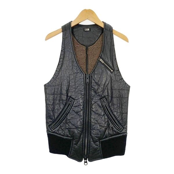 L.G.B ルグランブルー エルジービー レザー ベスト ブルゾン ジャケット VEST LE-B 裏地ボア メンズ サイズ0 ブラック アウター DM17264