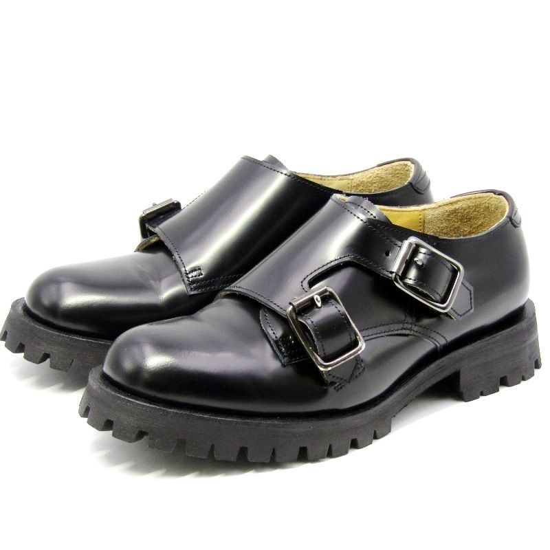 デルモナコ 24 cm ダブルモンクストラップ CRA 04 Double monk ガラスレザー ウィメンズ レディース ブラック 黒