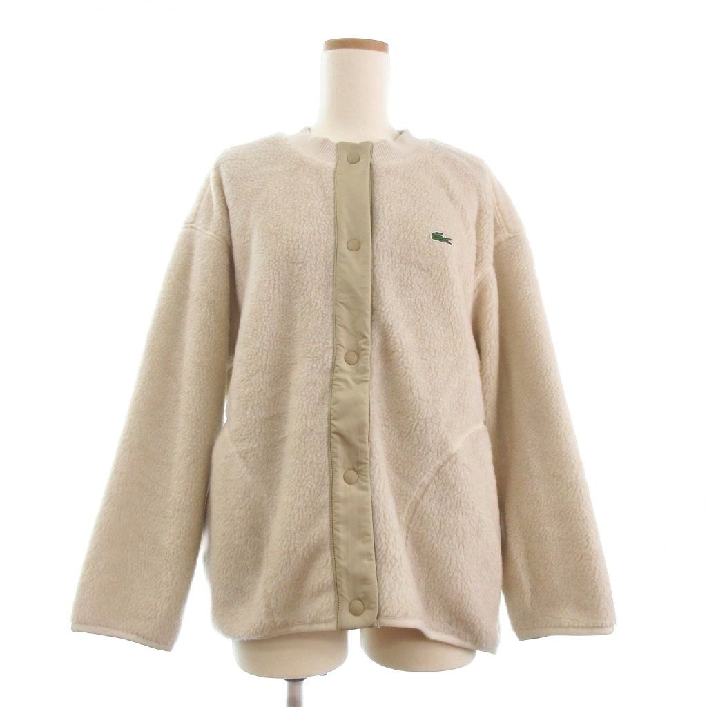 ラコステ LACOSTE リラックスフィットボアブルゾン フリースジャケット 長袖 ノー ロゴ 刺繍 BF002J アイボリー 36