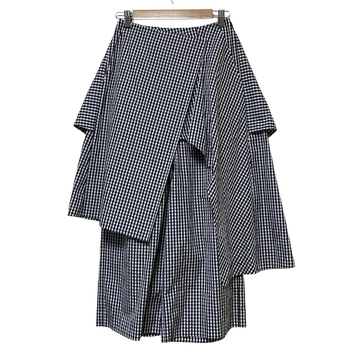 ENFOLD エンフォルド パンツ サイズ36 S レディース - 白×黒 クロップド 半端丈 チェック柄 フリル