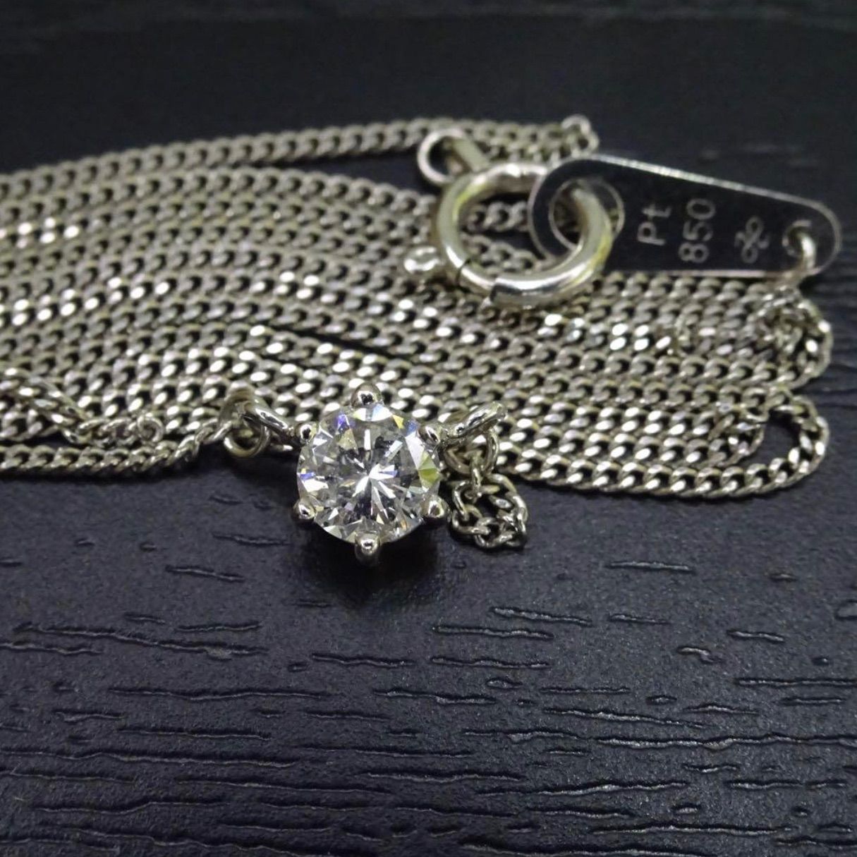  プラチナ pt 850 ジュエリーマキ 天然ダイヤモンド0.33 ct シンプル デザイン ペンダントトップ ネックレス 約41 cm 総重量約2.66 g 宝石 貴金属 メンズ レディース 男女兼用 ジュエリーショッププライス Shops ネックレス アクセサリー