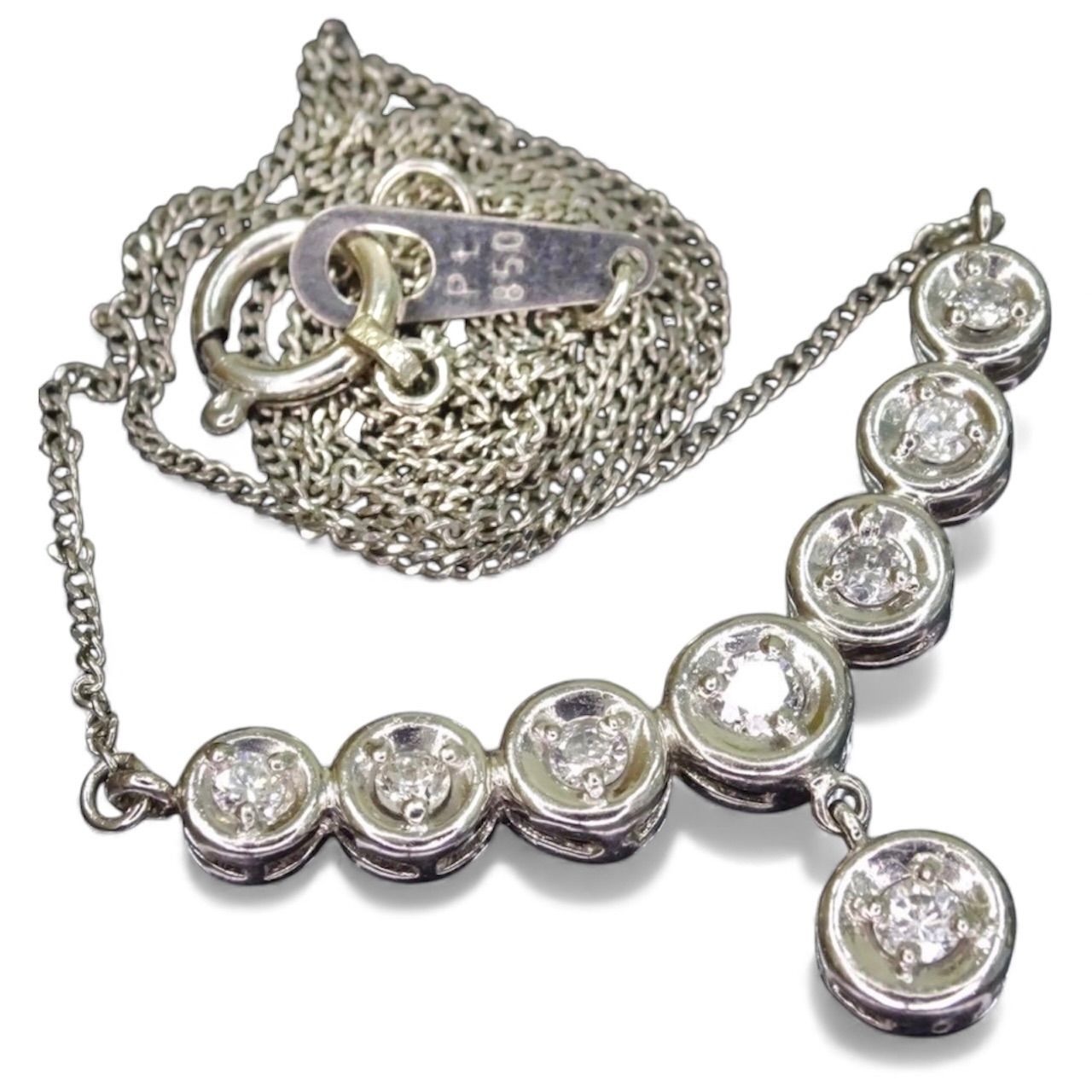 プラチナ pt850 天然ダイヤモンド0.30ct デザイン ペンダントトップ チェーン ネックレス 約41cm 総重量約3.93g ジュエリー 宝石 貴金属 メンズ レディース 男女兼用 ジュエリーショッププライス Shops