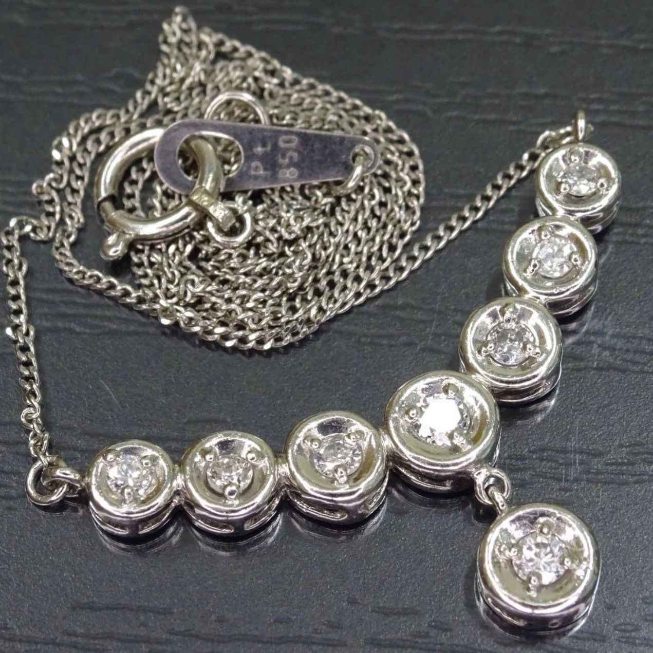プラチナ pt 850 天然ダイヤモンド0.30 ct デザイン ペンダントトップ チェーン ネックレス 約41 cm 総重量約3.93 g ジュエリー 宝石 貴金属 メンズ レディース 男女兼用 ジュエリーショッププライス Shops