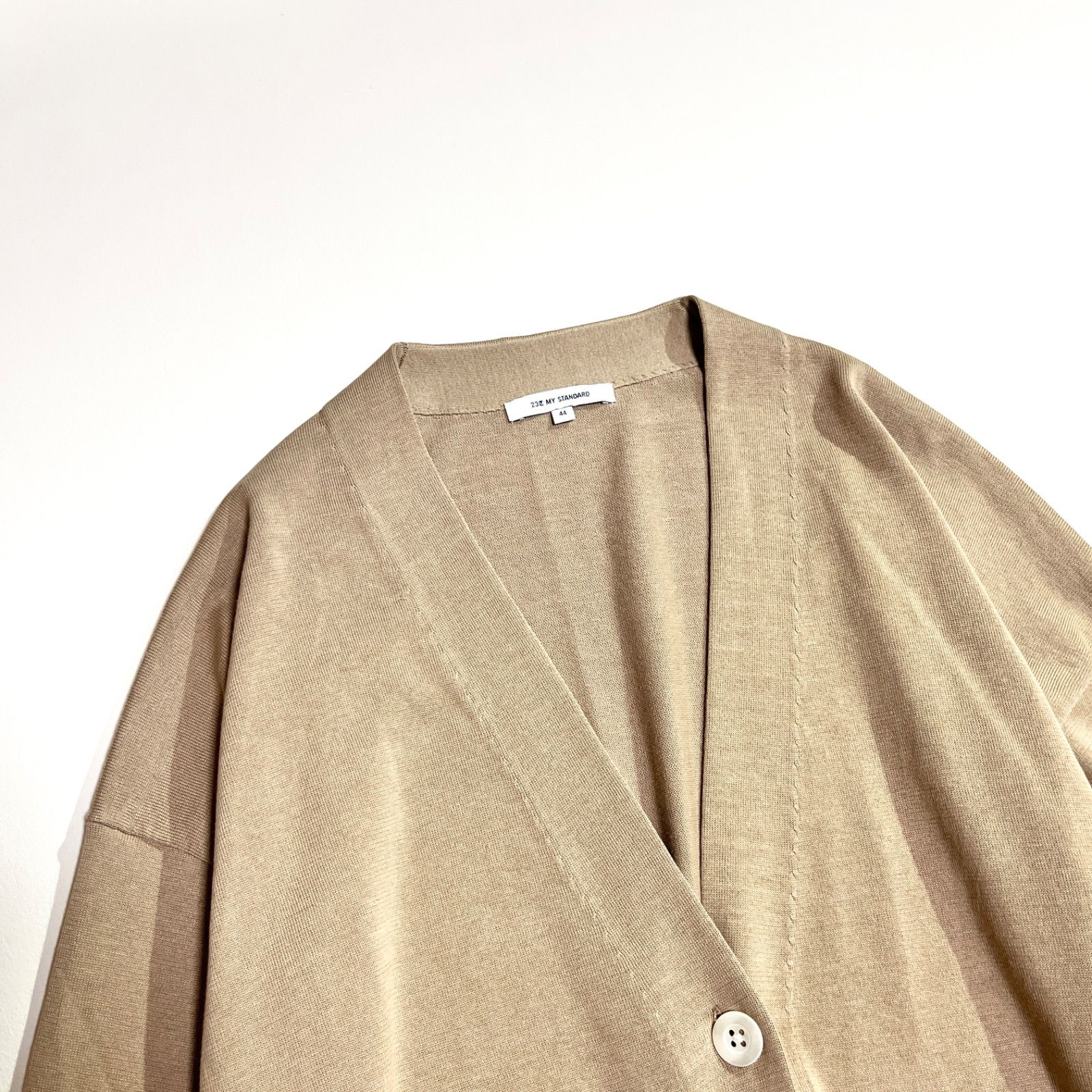 23区 Sシルクコットンベーシック Vネック カーディガンキャメル系／32